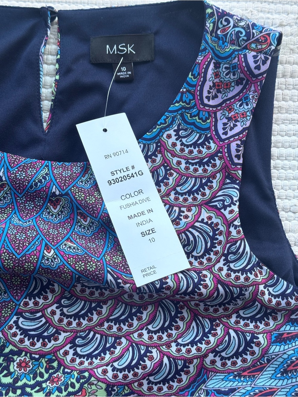 MSK Blue Purple Paisley Handkerchief Hem Midi Dress Size 10 NWT - Picture 11 of 12